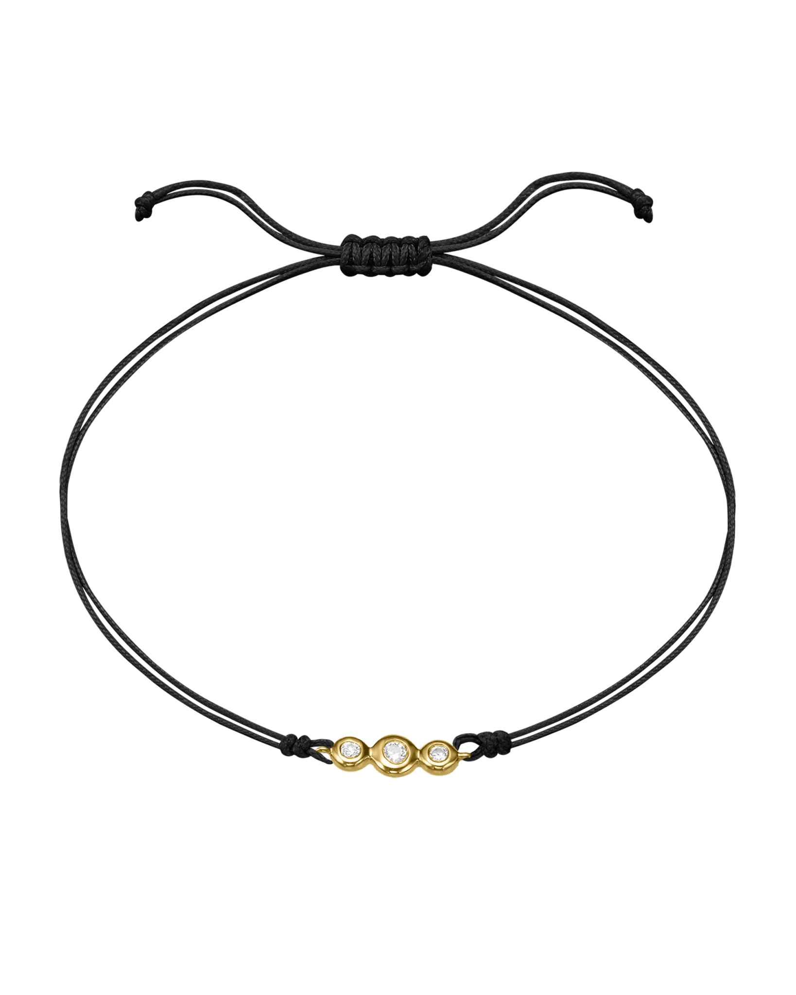 The Three of Us Diamond String of love - 14K Yellow Gold Bracelet 14K Solid Gold Black