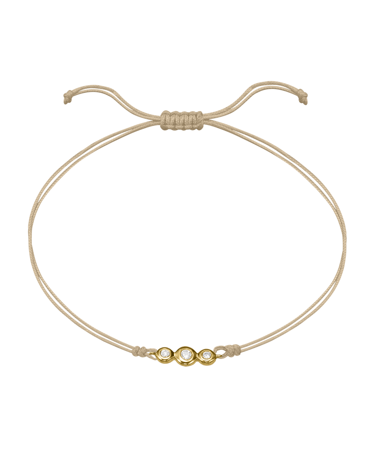 The Three of Us Diamond String of love - 14K Yellow Gold Bracelet 14K Solid Gold Beige