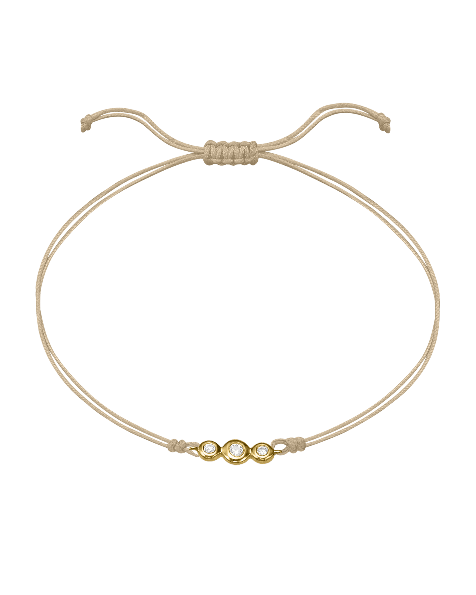The Three of Us Diamond String of love - 14K Yellow Gold Bracelet 14K Solid Gold Beige