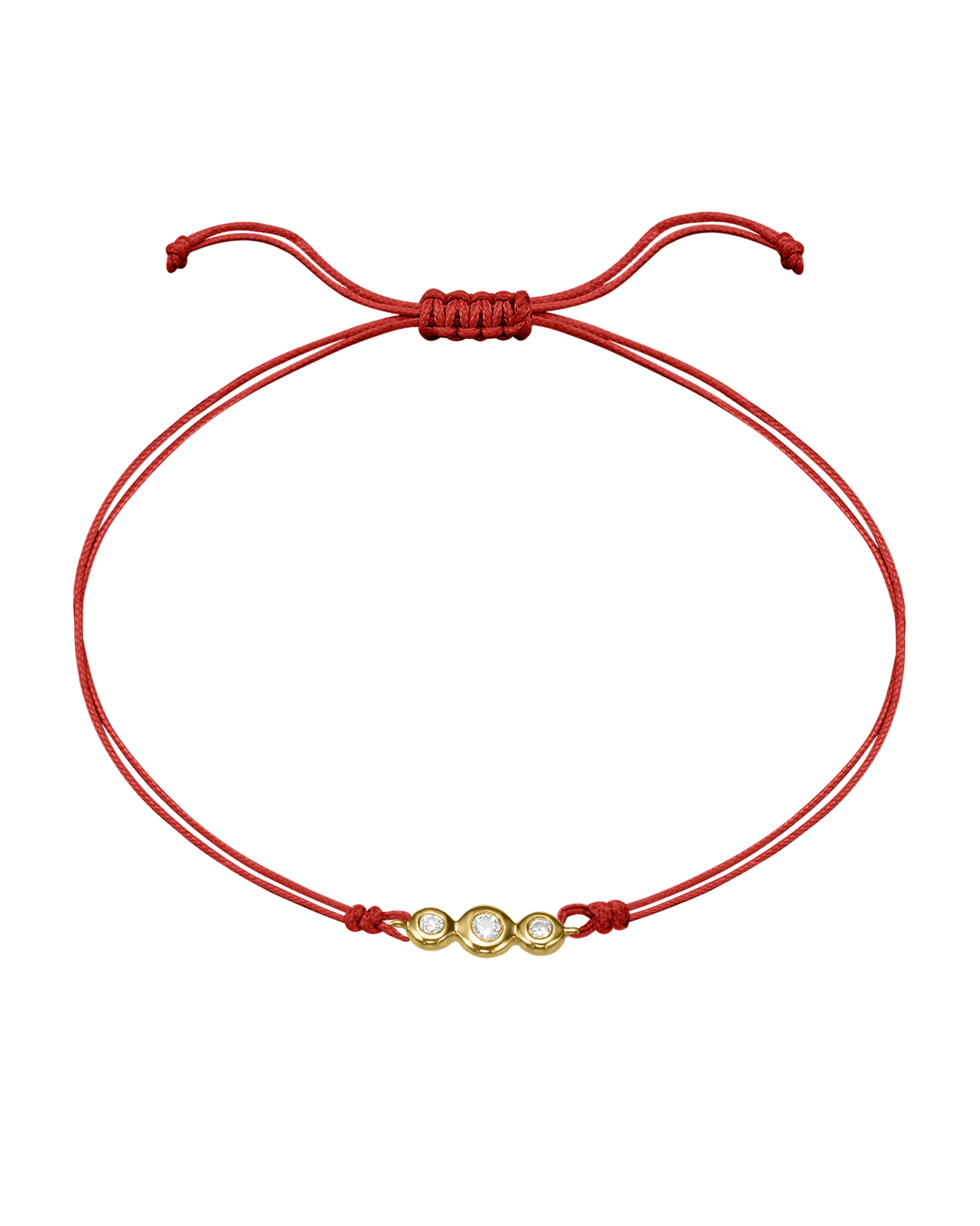 The Three of Us Diamond String of love - 14K Yellow Gold Bracelet 14K Solid Gold Red