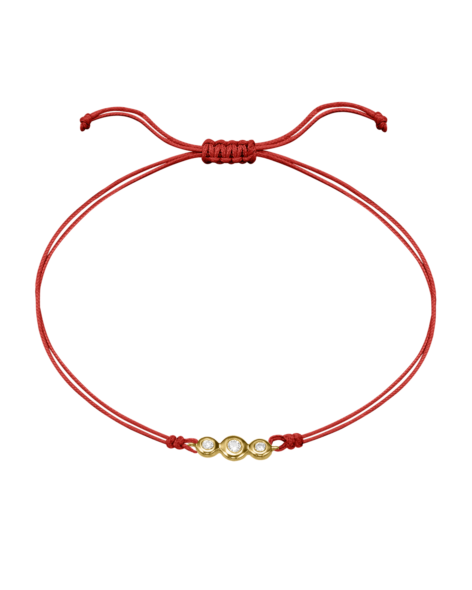 The Three of Us Diamond String of love - 14K Yellow Gold Bracelet 14K Solid Gold Red