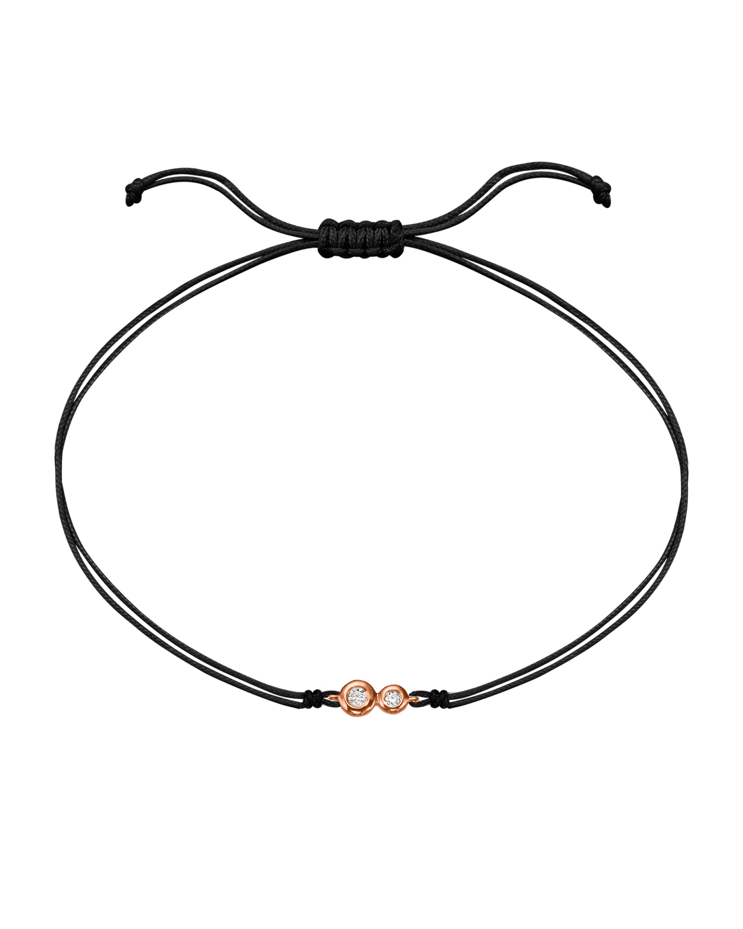 The Two of us Diamond String of love - 14K Rose Gold Bracelet 14K Solid Gold Black