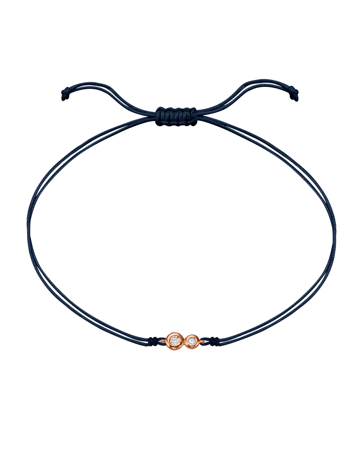The Two of us Diamond String of love - 14K Rose Gold Bracelet 14K Solid Gold Navy Blue