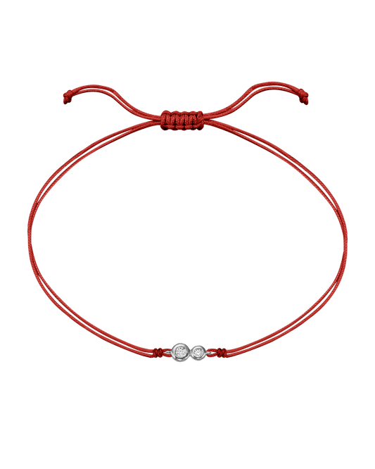 The Two of us Diamond String of love - 14K White Gold Bracelet 14K Solid Gold Red