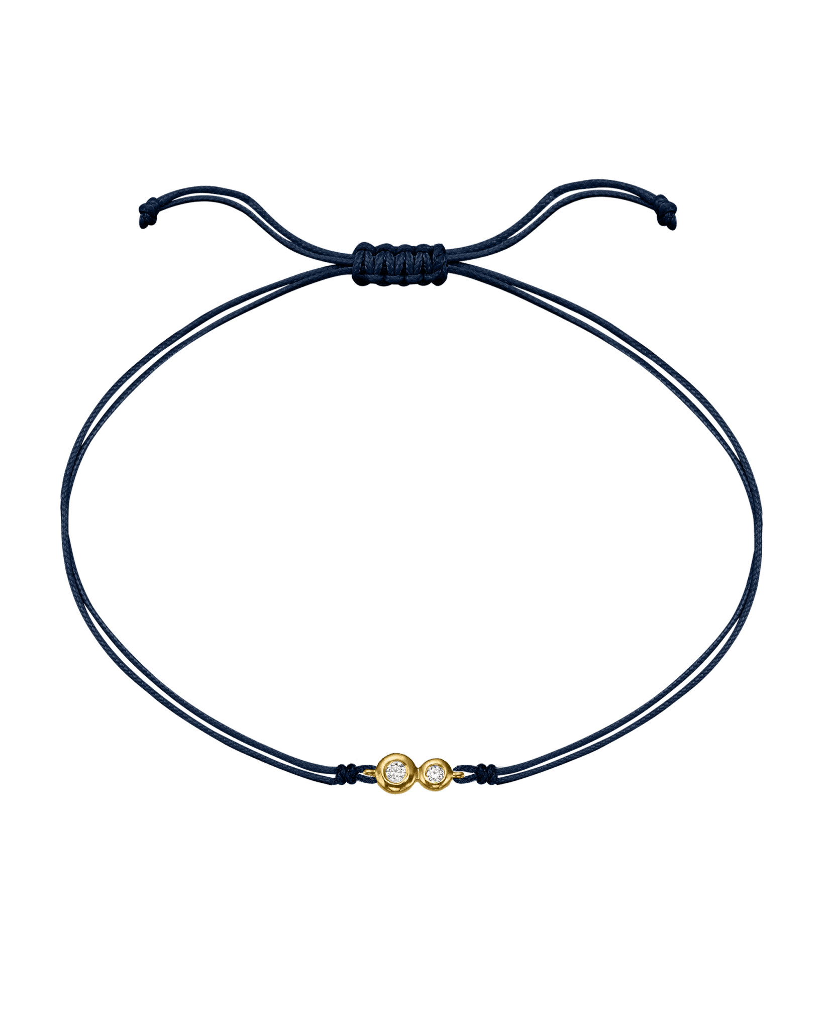 The Two of us Diamond String of love - 14K Yellow Gold Bracelet 14K Solid Gold Navy Blue