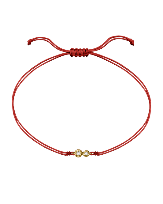 The Two of us Diamond String of love - 14K Yellow Gold Bracelet 14K Solid Gold Red