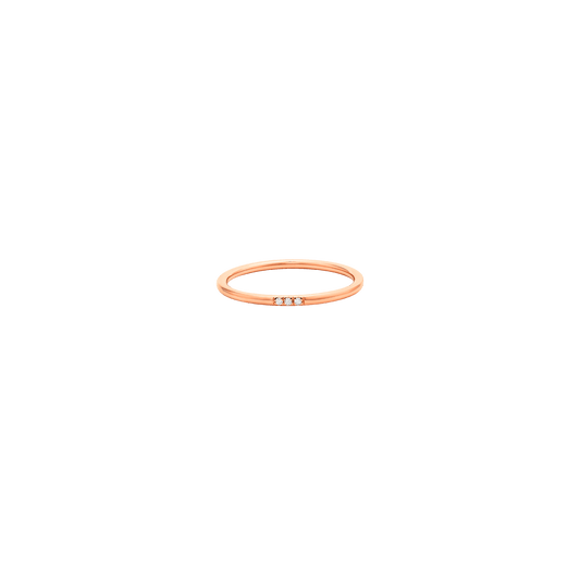 Three Diamonds Ring - 14K Rose Gold Rings 14K Solid Gold US 4
