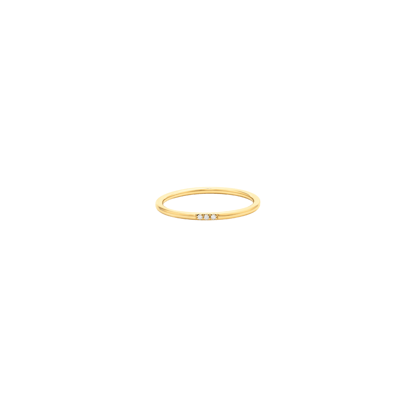 Three Diamonds Ring - 14K Yellow Gold Rings 14K Solid Gold US 4