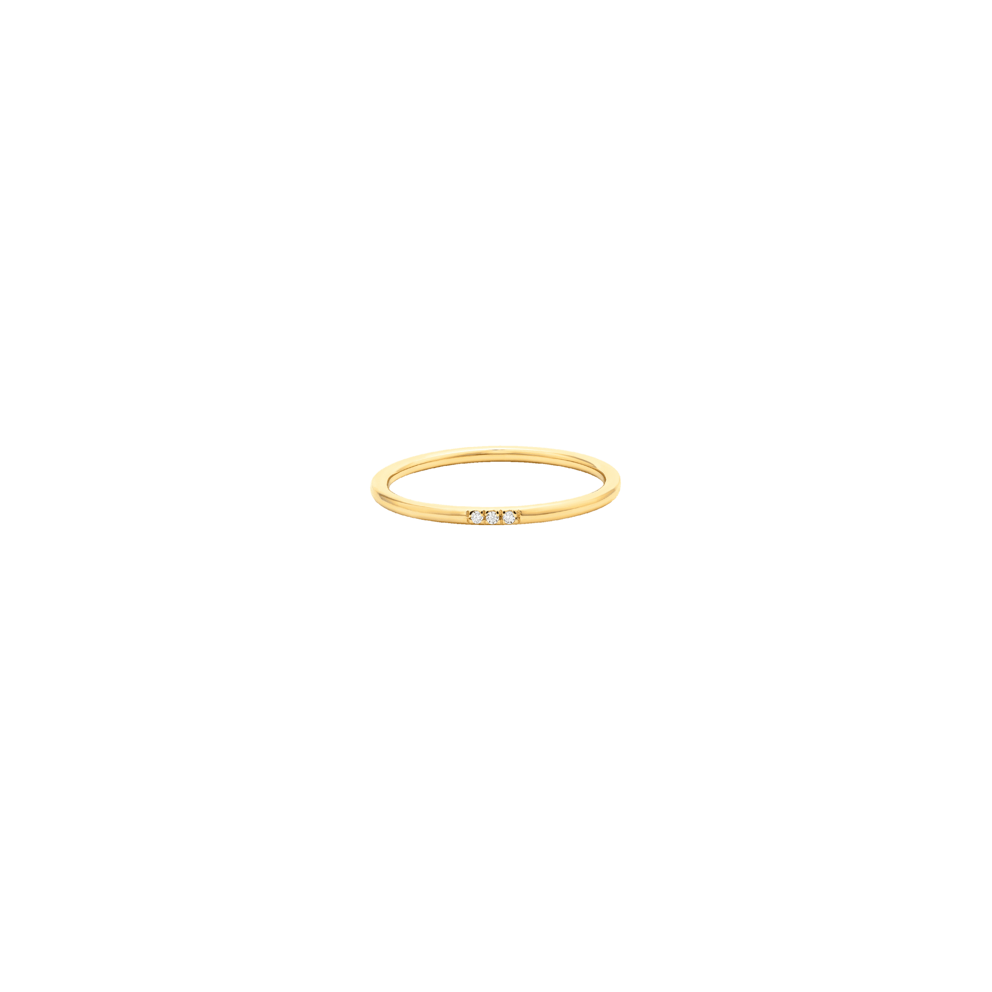 Three Diamonds Ring - 14K Yellow Gold Rings 14K Solid Gold US 4
