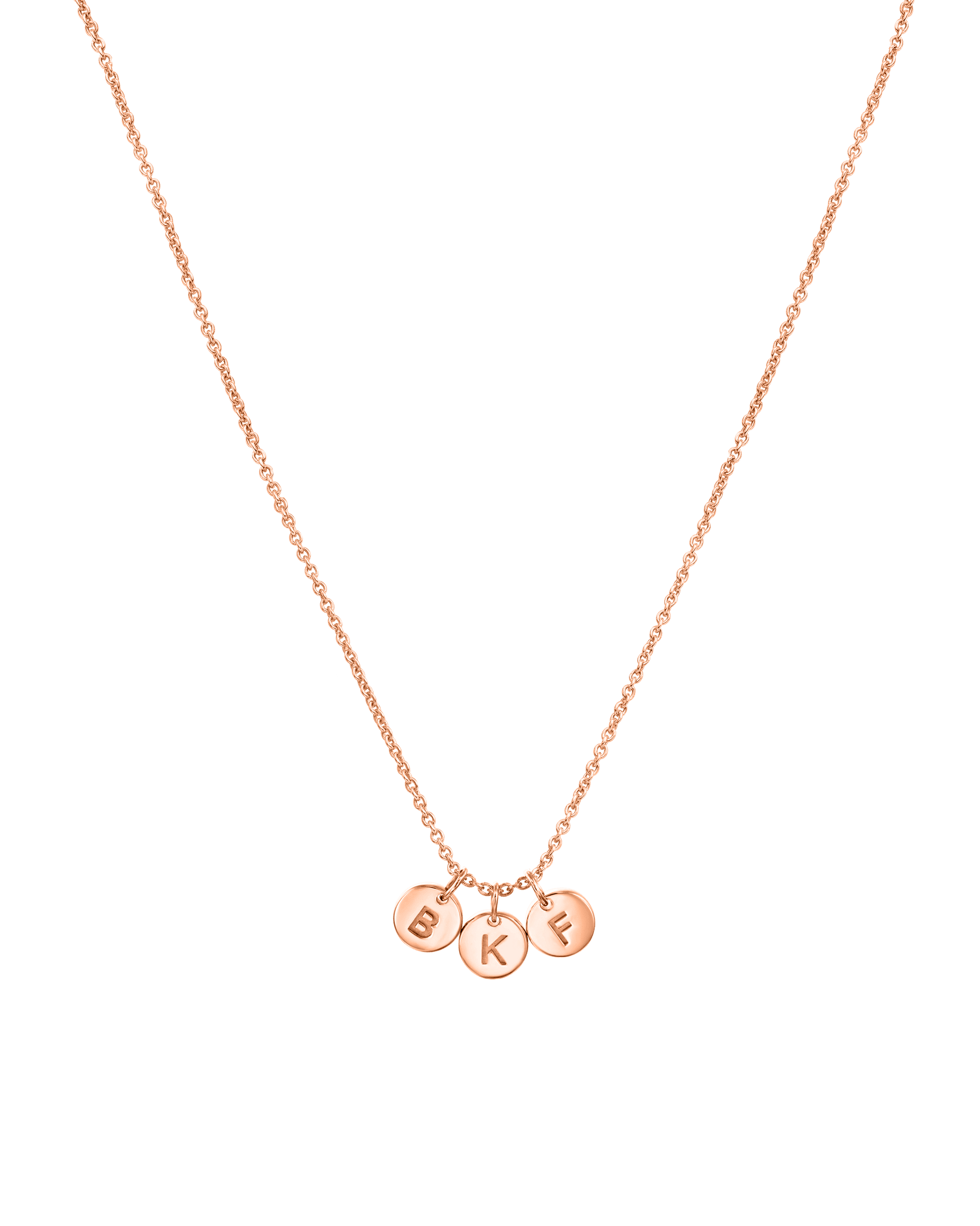 Tiny Initial Disc Necklace - 18K Rose Vermeil Necklaces magal-dev 1 Initial 16"