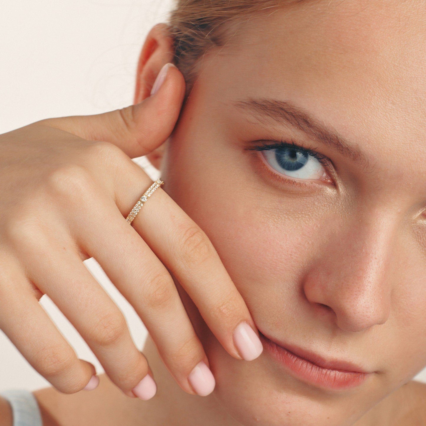 Trilogy Diamond Eternity Ring - 14K Rose Gold Rings 14K Solid Gold