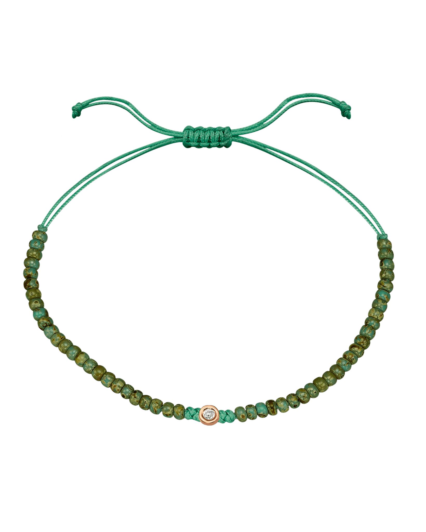 Turquoise Jasper String Of Love - 14K Rose Gold Bracelets magal-dev Small: 0.03ct