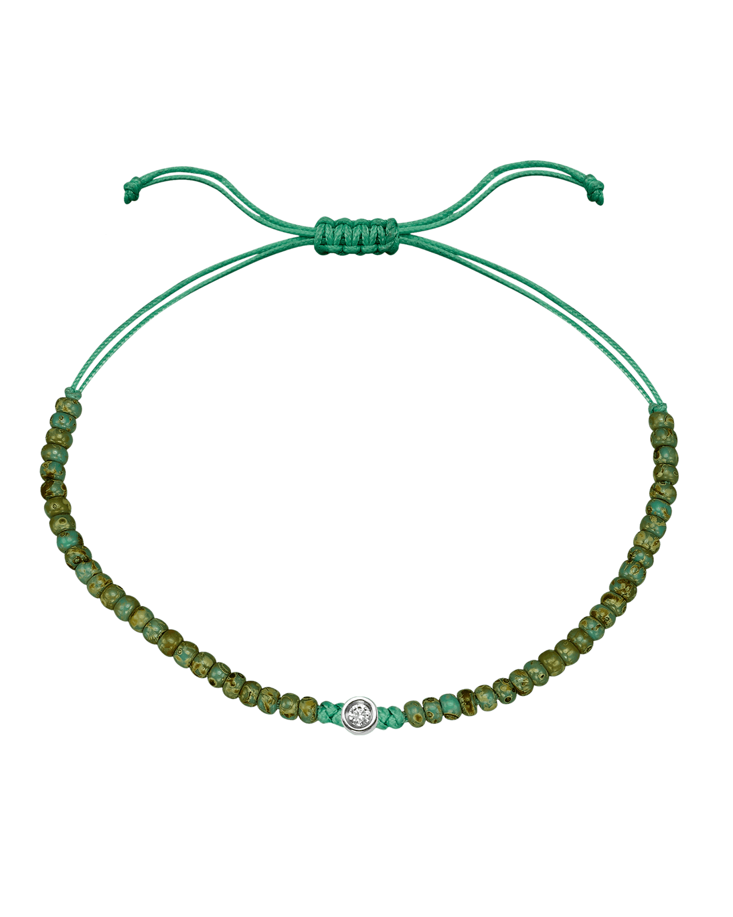 Turquoise Jasper String Of Love - 14K White Gold Bracelets magal-dev Small: 0.03ct