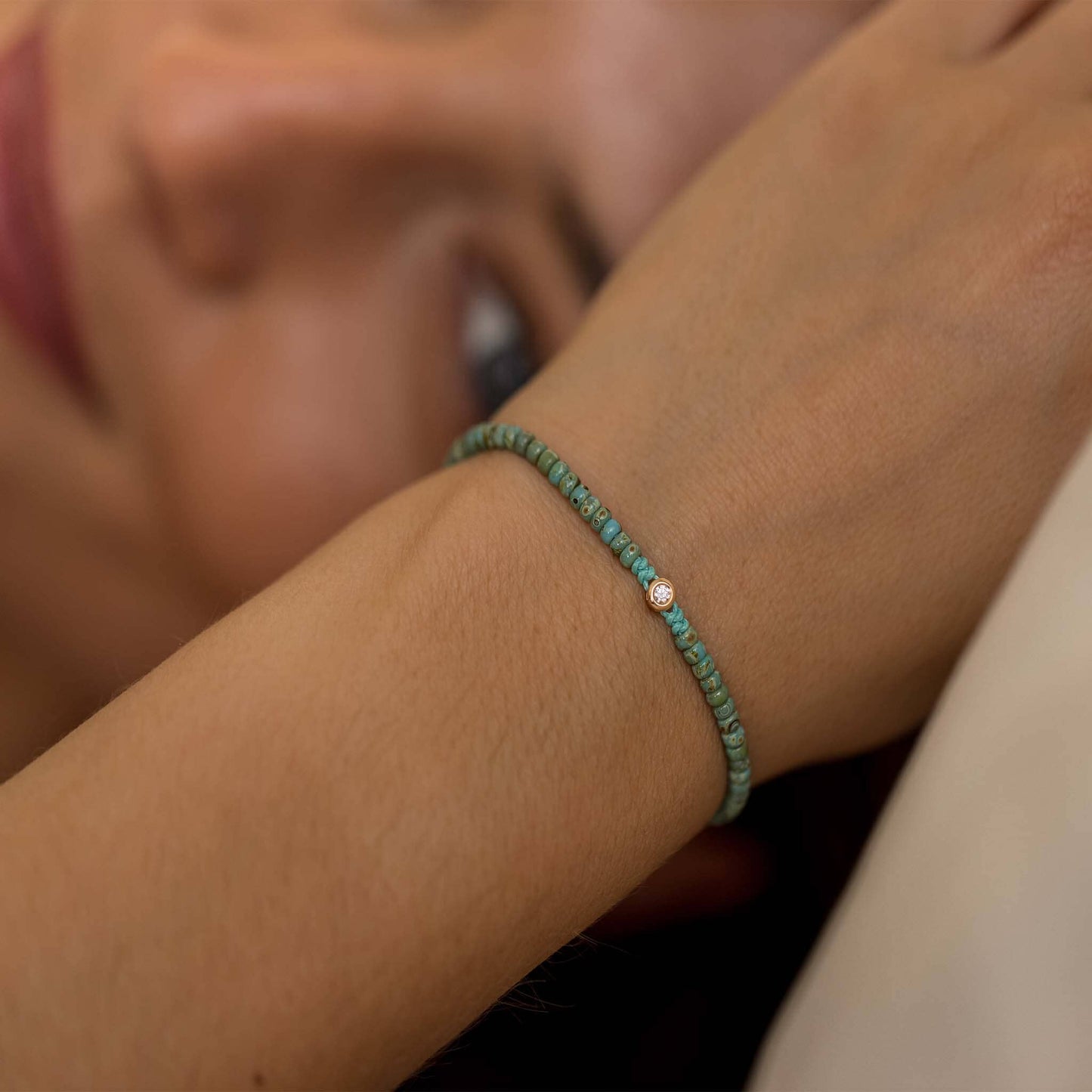 Turquoise Jasper String Of Love - 14K Yellow Gold Bracelets magal-dev