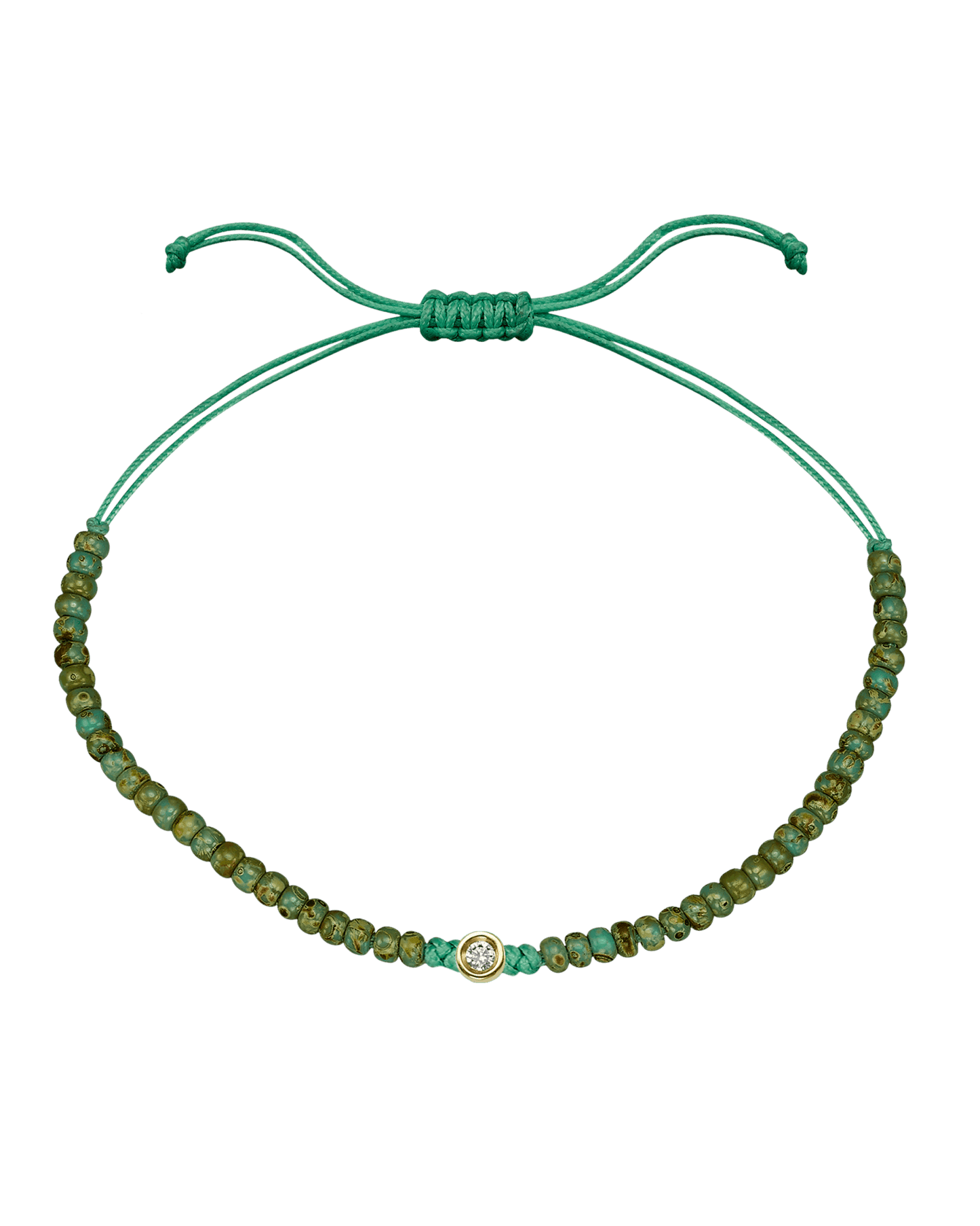 Turquoise Jasper String Of Love - 14K Yellow Gold Bracelets magal-dev Small: 0.03ct