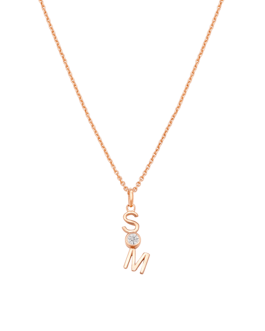 Verti Necklace - 18K Rose Vermeil Necklaces Gold Vermeil 1 Initial + 1 Diamond 14"-16" adjustable