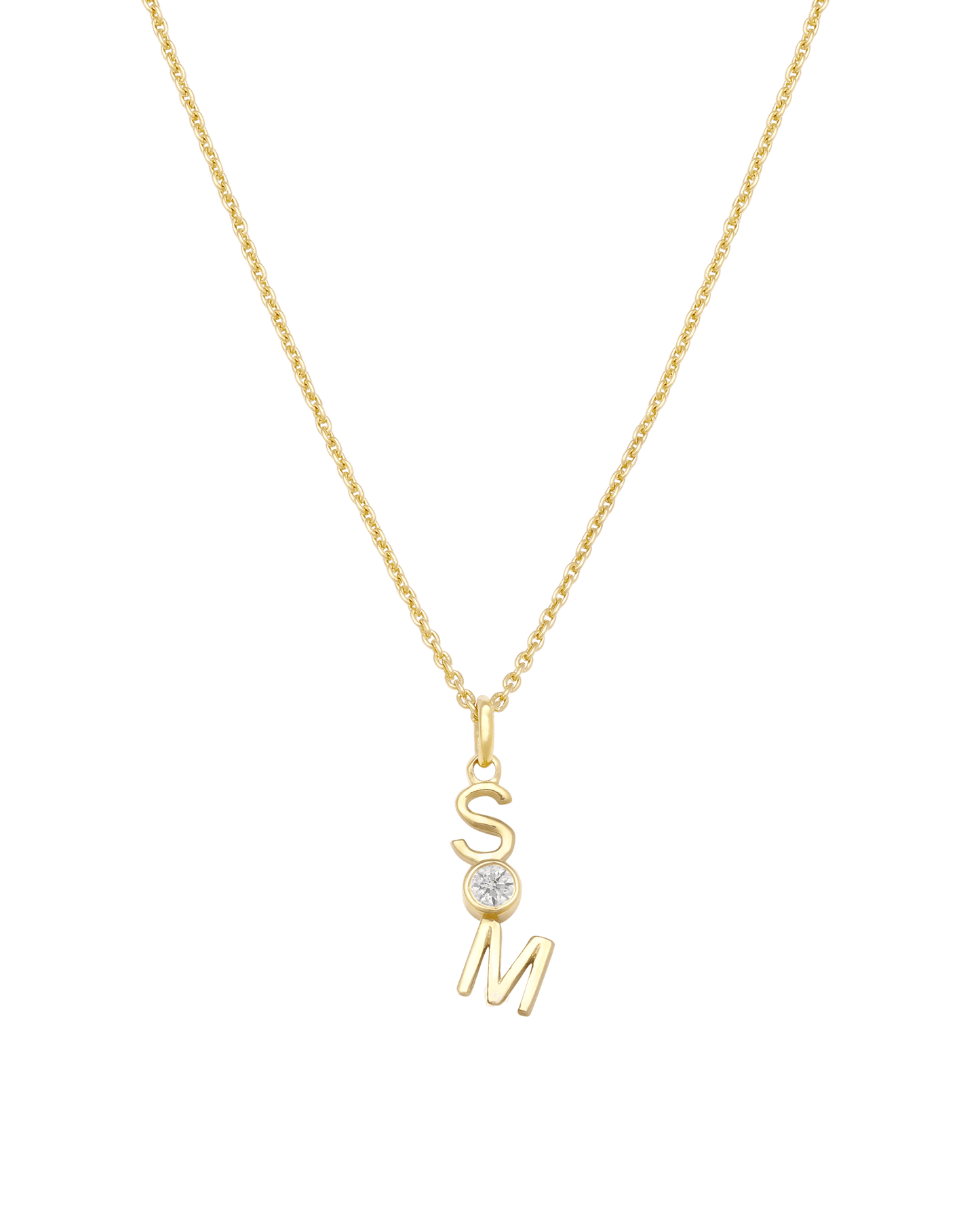 Verti Necklace - 18K Gold Vermeil Necklaces Gold Vermeil 1 Initial + 1 Diamond 14"-16" adjustable