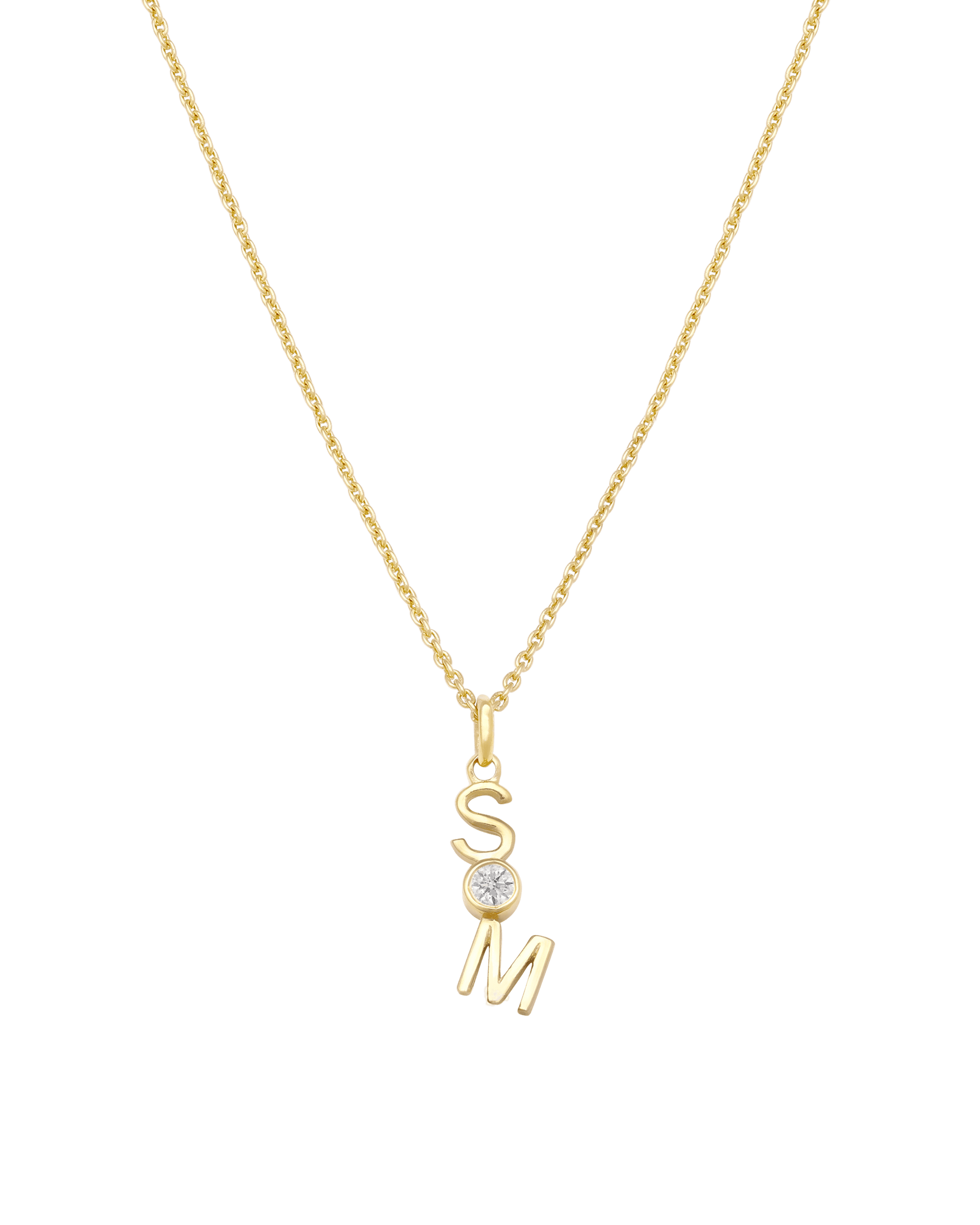 Verti Necklace - 18K Gold Vermeil Necklaces Gold Vermeil 1 Initial + 1 Diamond 14"-16" adjustable