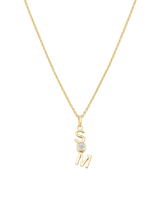 Verti Necklace - 18K Gold Vermeil Necklaces Gold Vermeil 1 Initial + 1 Diamond 14"-16" adjustable
