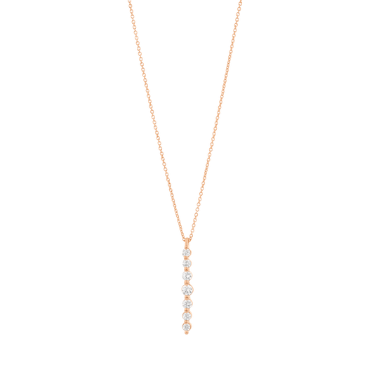 Vertical 7 Diamonds Bar Necklace - 14K Rose Gold Necklaces magal-dev