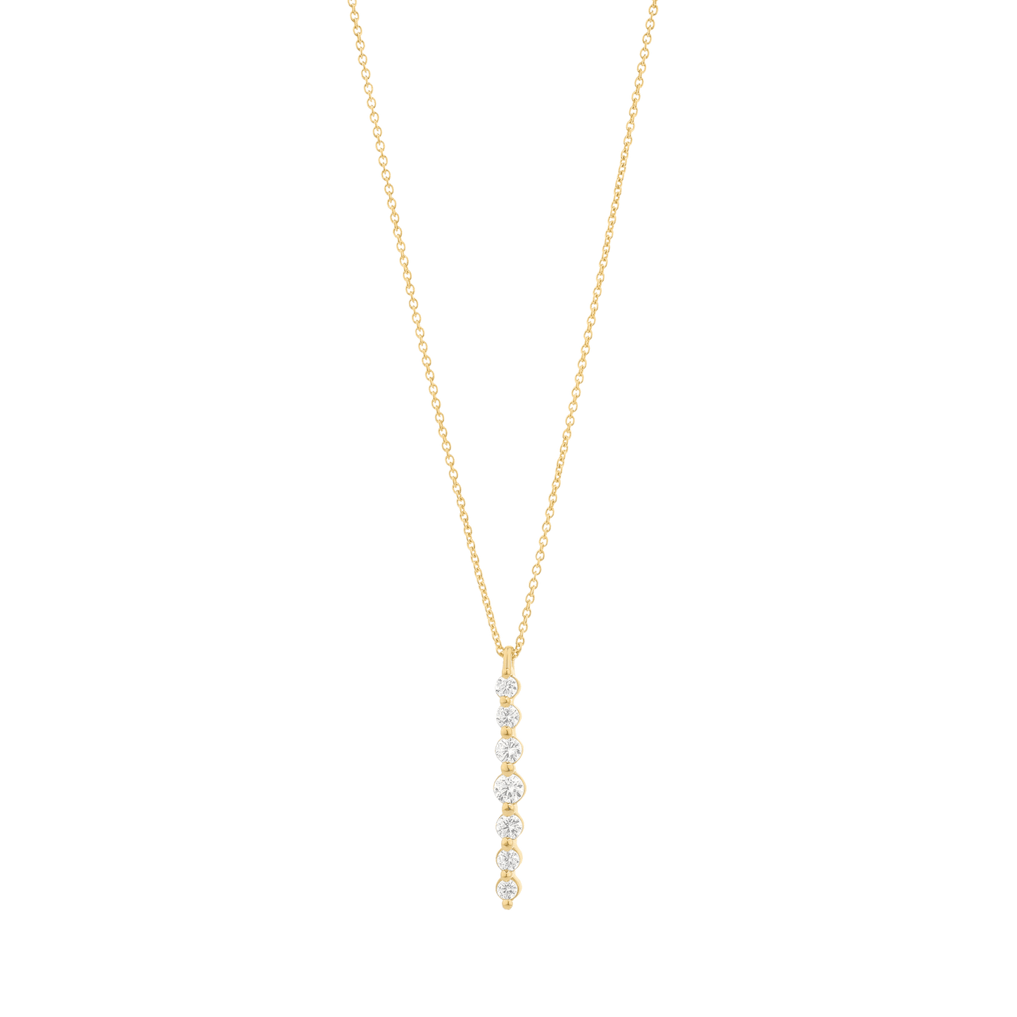 Vertical 7 Diamonds Bar Necklace - 14K Rose Gold Necklaces magal-dev