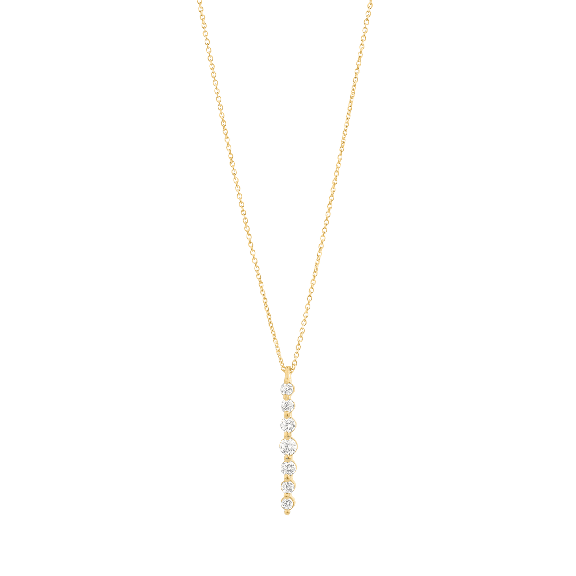 Vertical 7 Diamonds Bar Necklace - 14K Rose Gold Necklaces magal-dev
