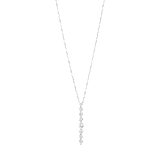 Vertical 7 Diamonds Bar Necklace - 14K White Gold Necklaces magal-dev