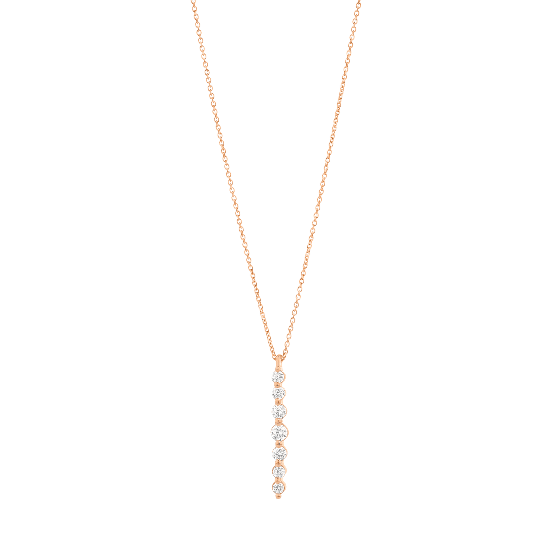 Vertical 7 Diamonds Bar Necklace - 14K Yellow Gold Necklaces magal-dev