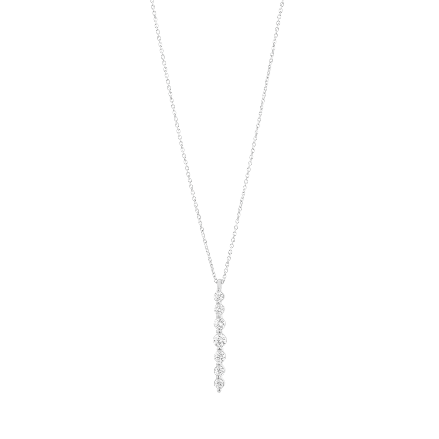 Vertical 7 Diamonds Bar Necklace - 14K Yellow Gold Necklaces magal-dev