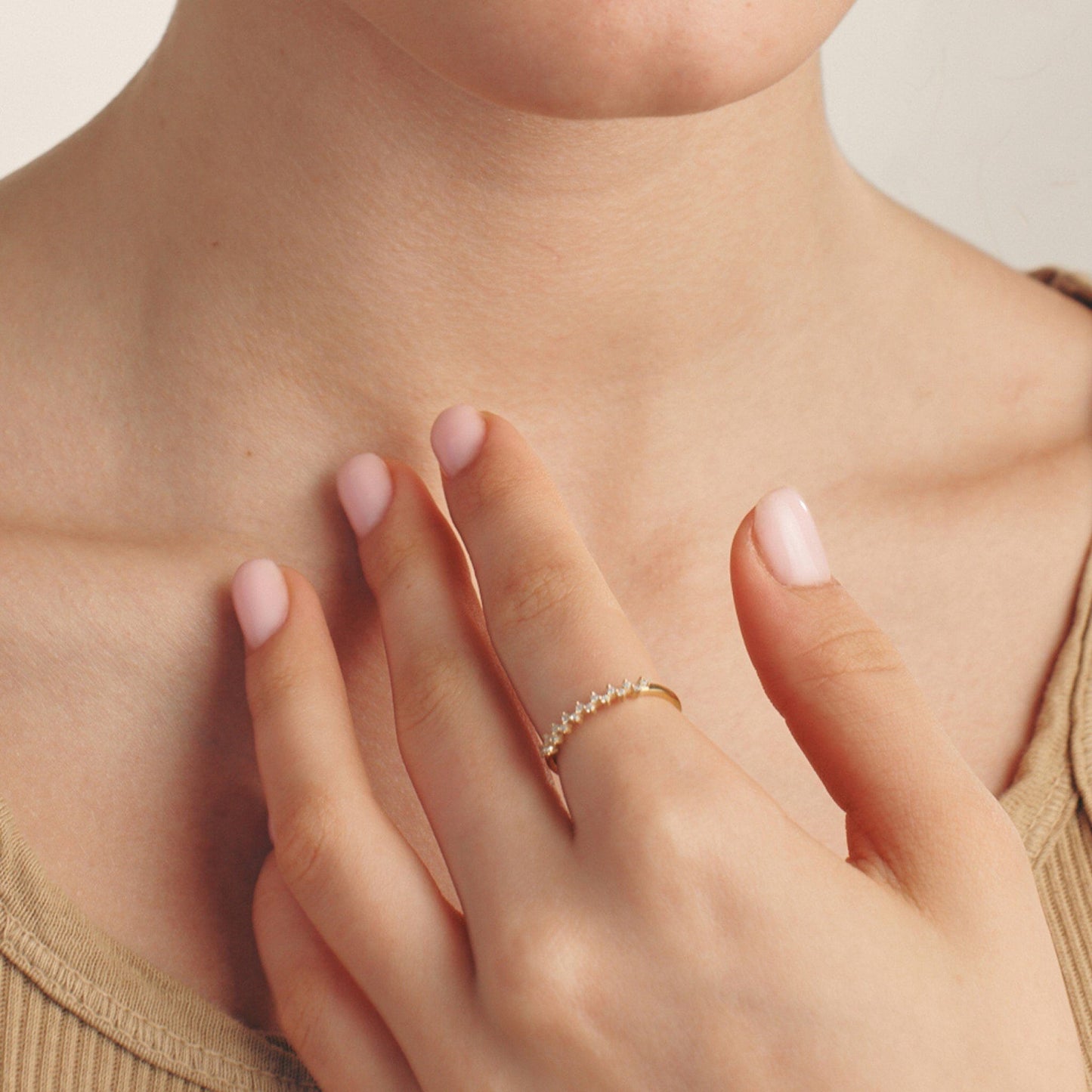 Zig Zag Diamond Ring - 14K Rose Gold Rings 14K Solid Gold