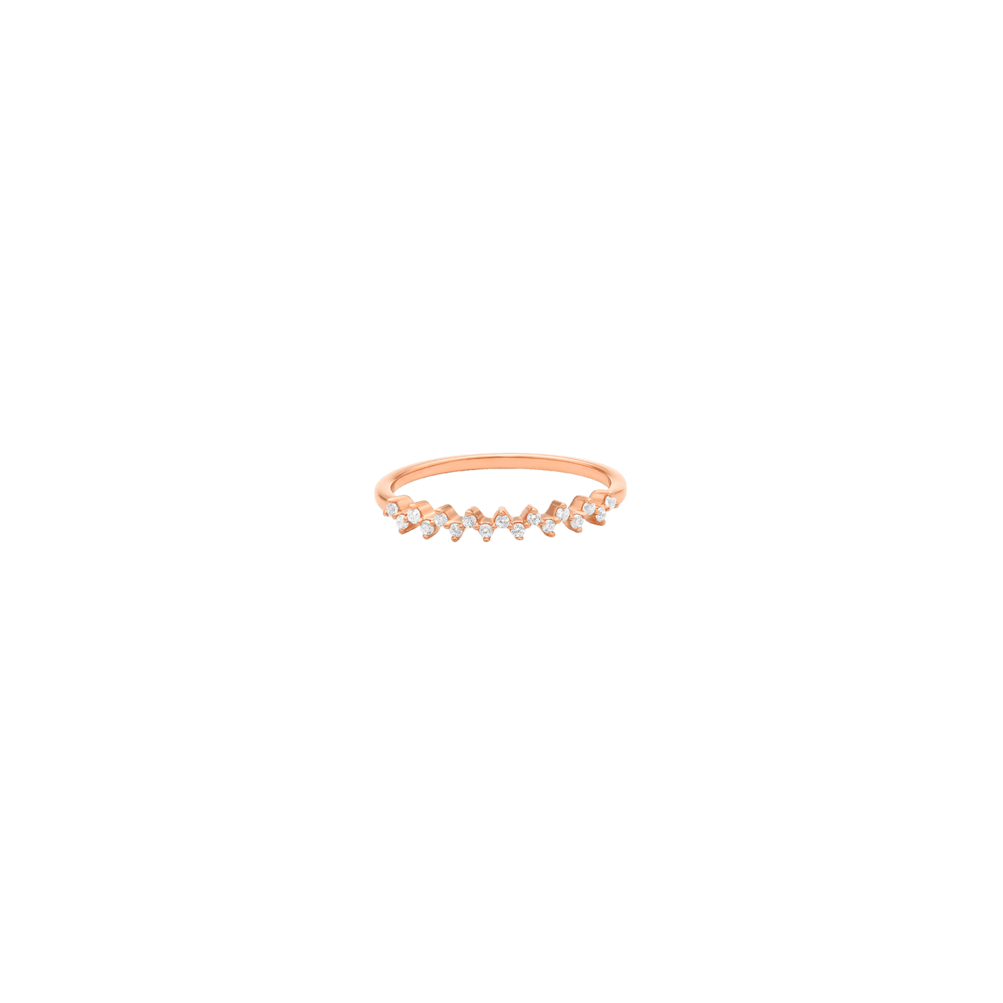 Zig Zag Diamond Ring - 14K Rose Gold Rings 14K Solid Gold