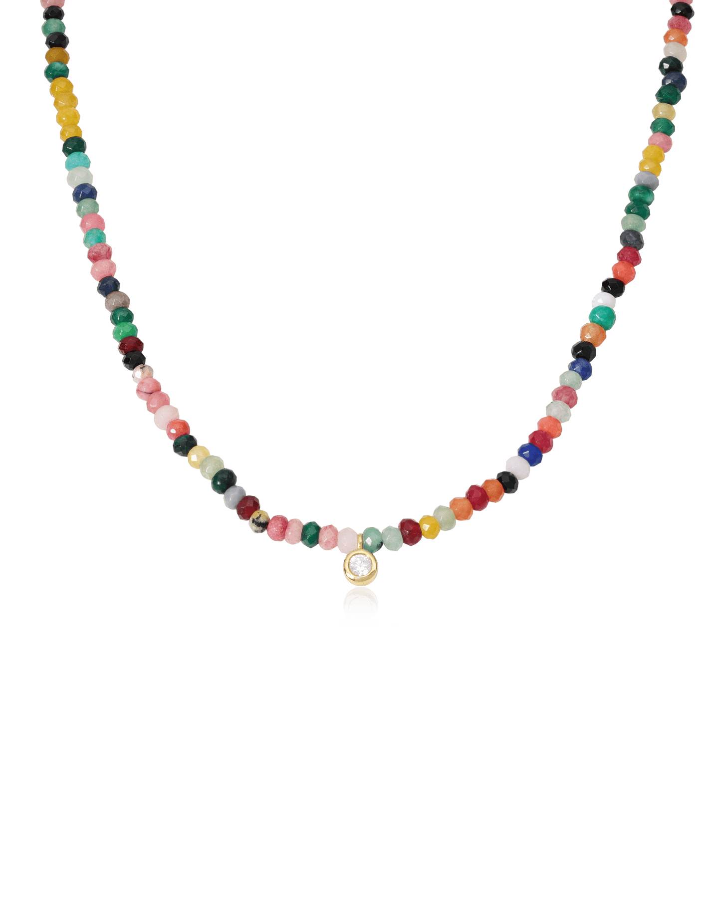 Watermelon Gemstone & Diamond Necklace - 14K Yellow Gold Necklaces magal-dev 