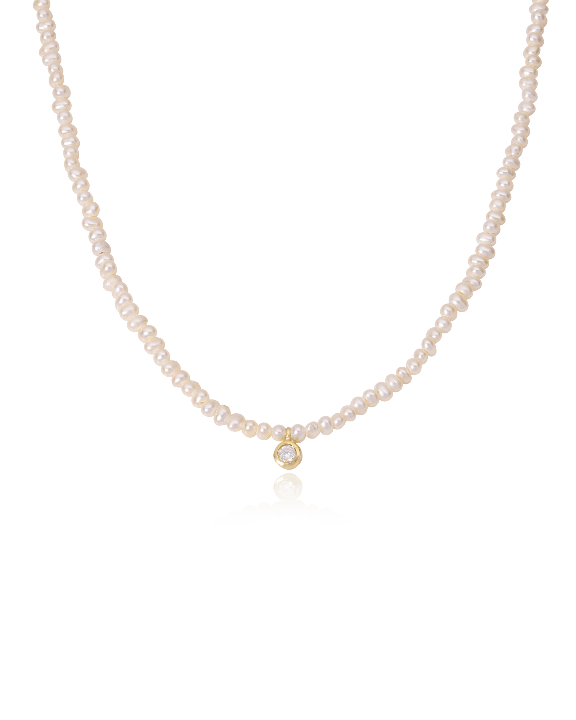 Green Jade and Diamond Necklace - 14K Yellow Gold Necklaces magal-dev Pearl (OUT OF STOCK) Small: 0.03ct 16"
