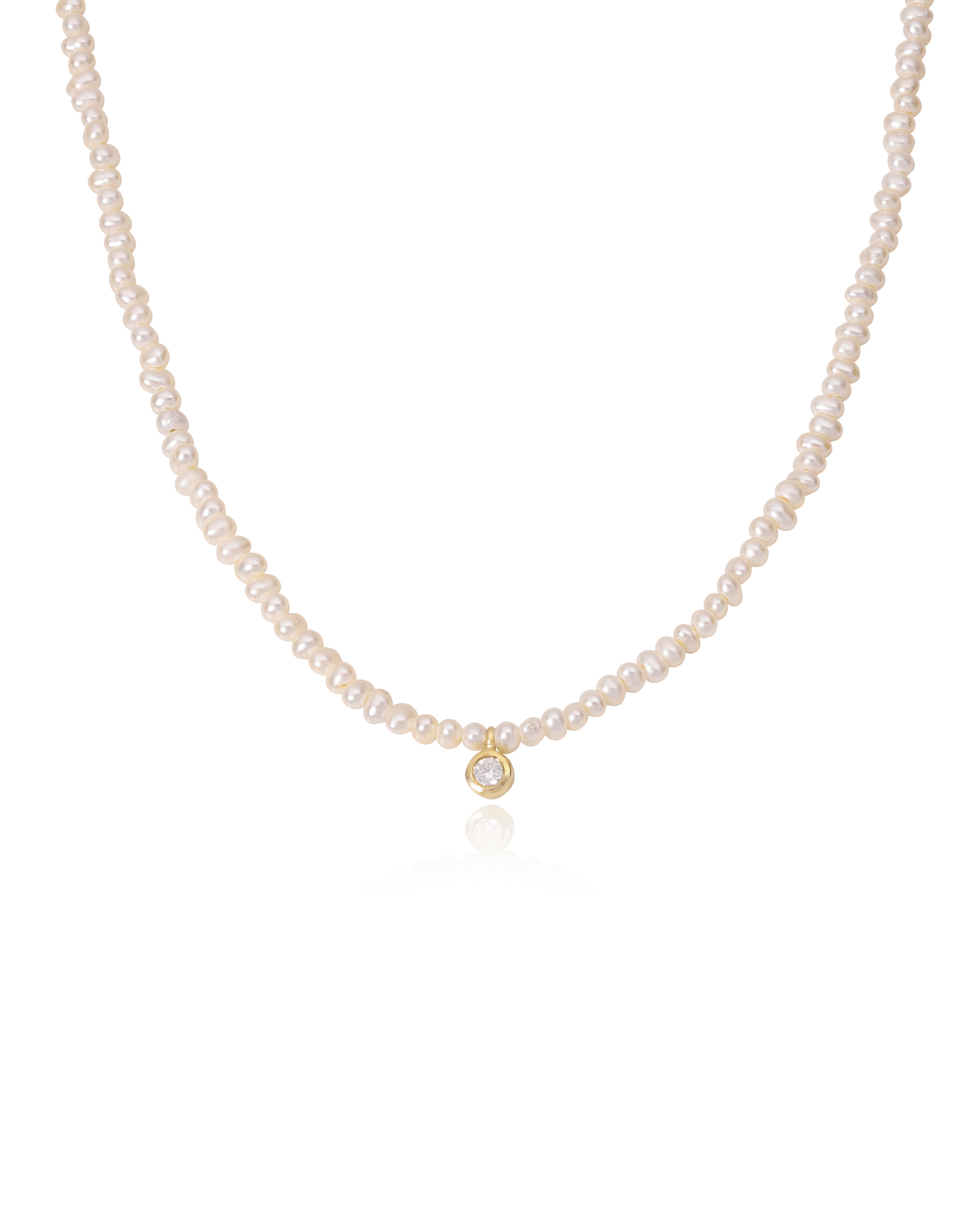 Green Jade and Diamond Necklace - 14K White Gold Necklaces magal-dev Pearl (OUT OF STOCK) Small: 0.03ct 16"