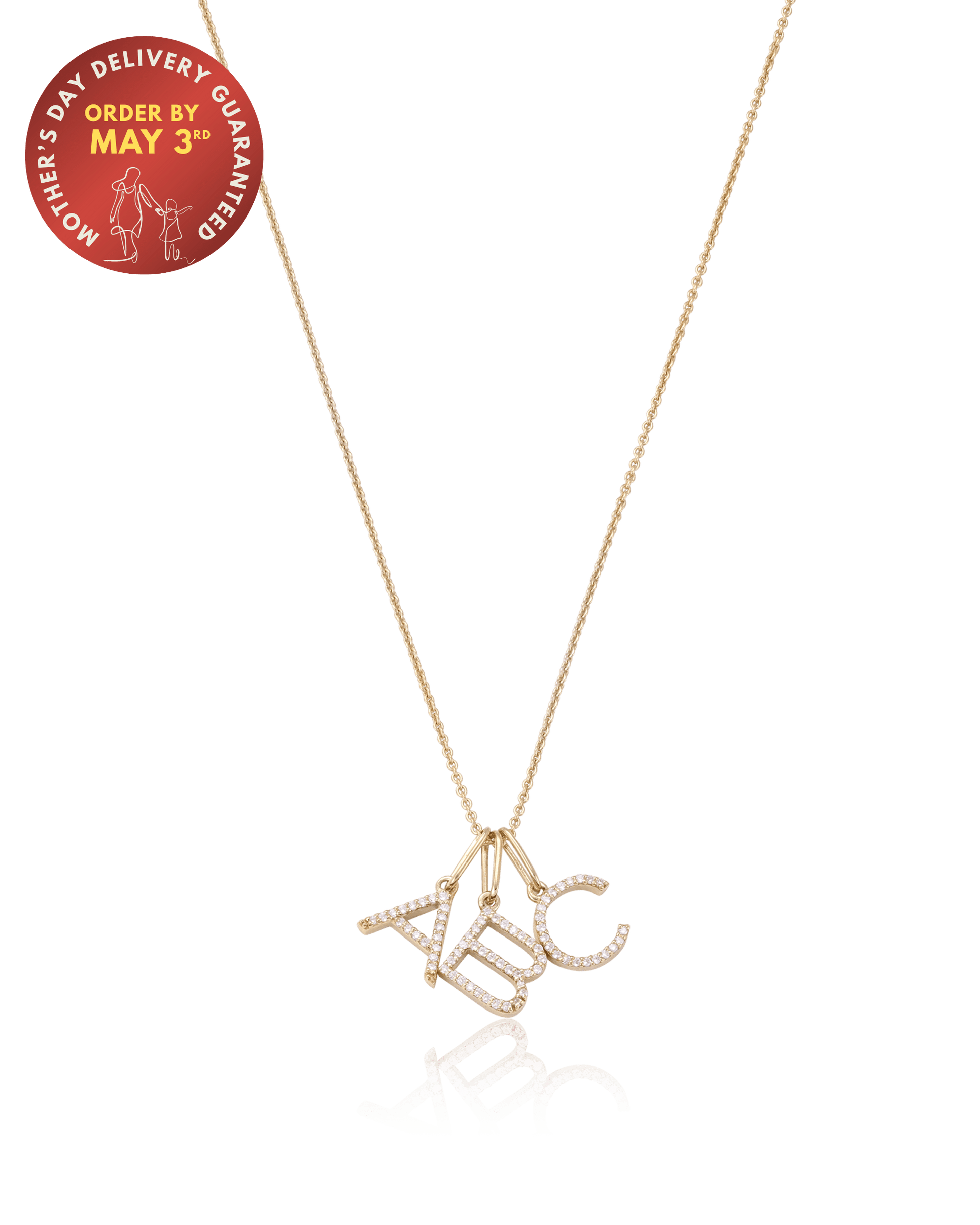 Frosted Initial Necklace - 14K Yellow Gold Necklaces magal-dev 