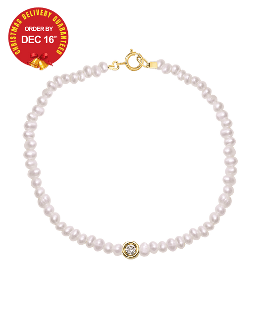 Pearl & Diamond Bracelet - 14K Yellow Gold Bracelets magal-dev 