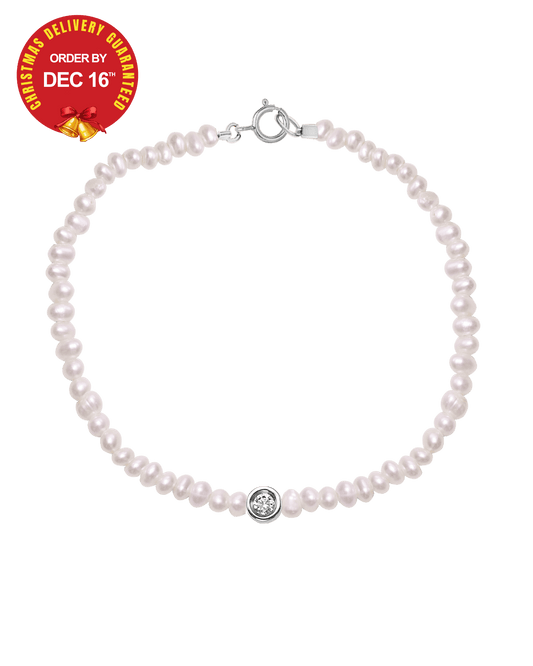 Pearl & Diamond Bracelet - 14K White Gold Bracelets magal-dev 