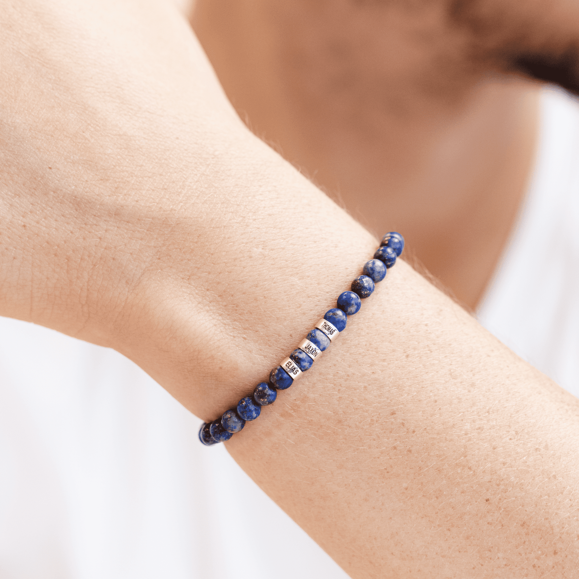 Bracelet de Perles de Lapis-Lazuli Bleu - Or Blanc 14 carats Bracelets magal-dev 