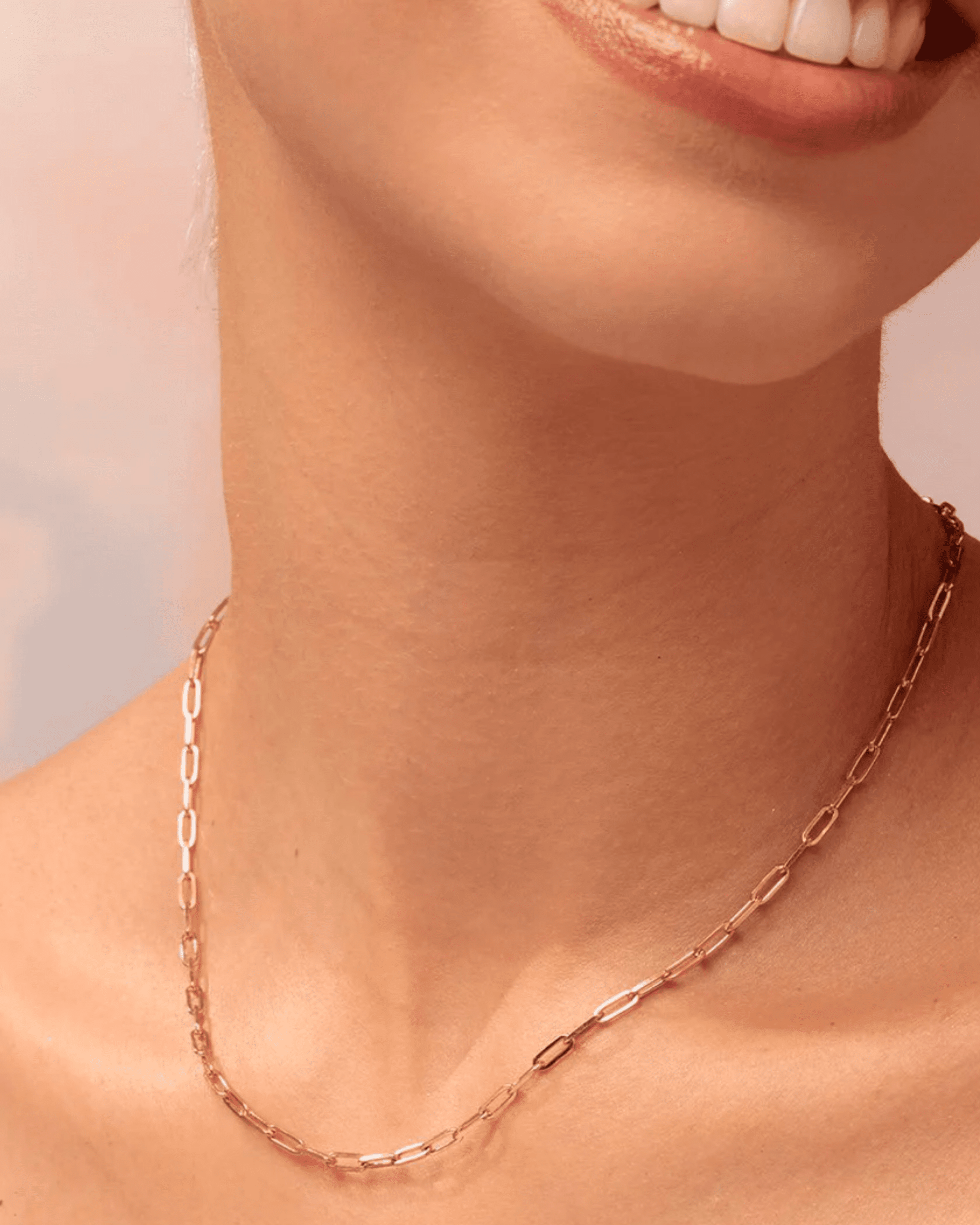 Set of Round Solitaire Diamond & Links Chain Necklaces - 18K Rose Vermeil Necklaces magal-dev 