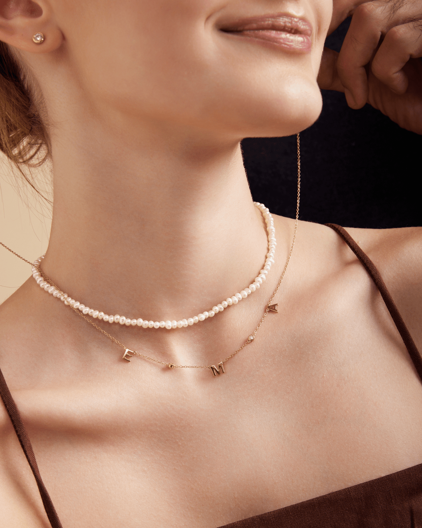 Collier Initial & Diamant(s) - Or Jaune Plaqué 18 carats Necklaces magal-dev 