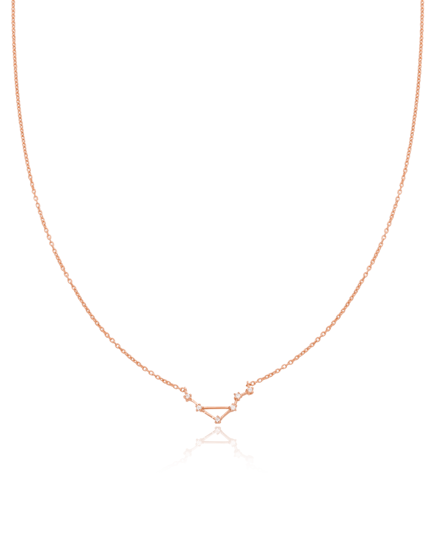 Single Constellation Necklace with Diamonds - 18K Rose Vermeil Necklaces magal-dev Aquarius (January 20 – February 18) 16" 