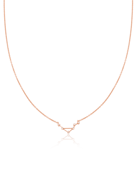 Single Constellation Necklace with Diamonds - 18K Rose Vermeil Necklaces magal-dev Aquarius (January 20 – February 18) 16" 