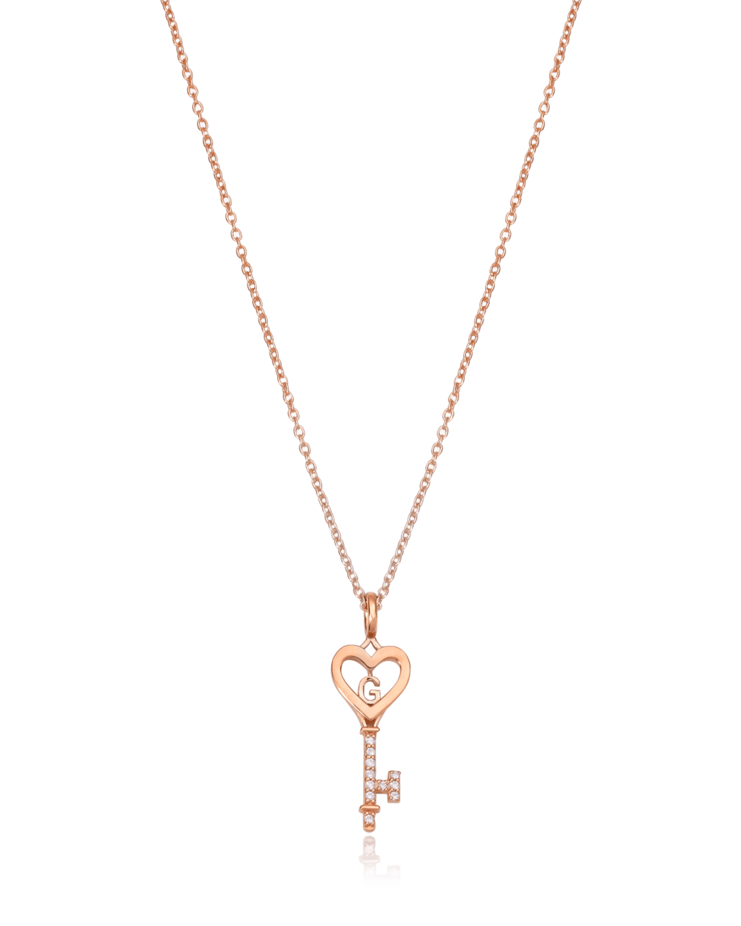 Key To My Heart Necklace with Diamond - 18K Rose Vermeil Necklaces magal-dev 