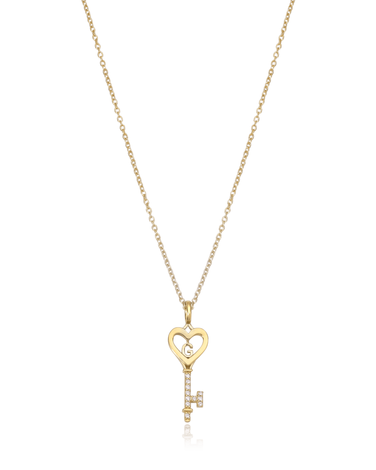 Key To My Heart Necklace with Diamond - 18K Rose Vermeil Necklaces magal-dev 