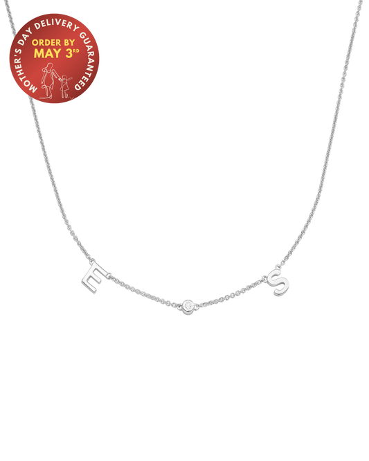 Initial Necklace with Diamonds - 925 Sterling Silver Necklaces magal-dev 
