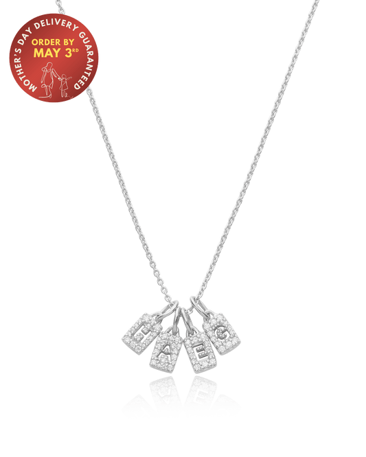 Stardust Initial Tag Necklace - 925 Sterling Silver Necklaces magal-dev 