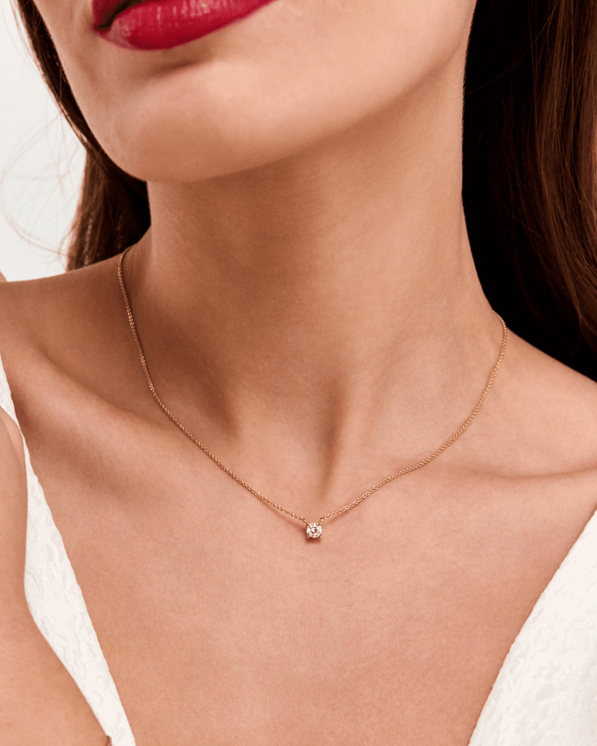 Diamond Solitaire Necklace - 14K White Gold Necklaces magal-dev 