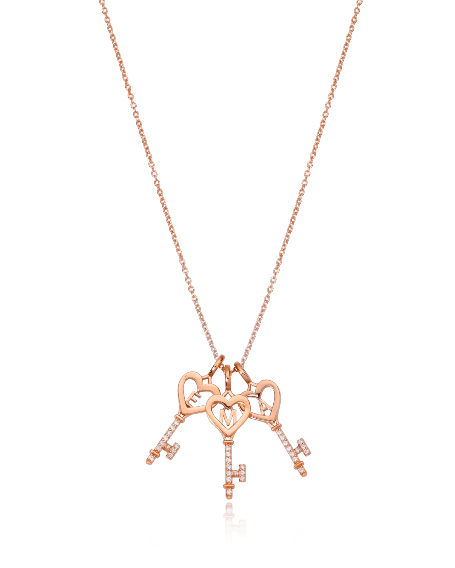 Key To My Heart Necklace with Diamond - 18K Rose Vermeil Necklaces magal-dev 1 Key 16" 