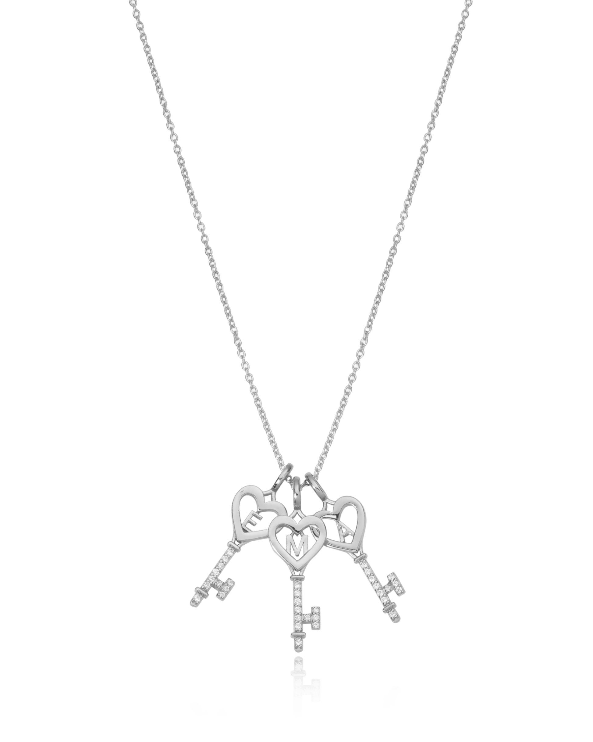 Key To My Heart Necklace with Diamond - 925 Sterling Silver Necklaces magal-dev 1 Key 16" 
