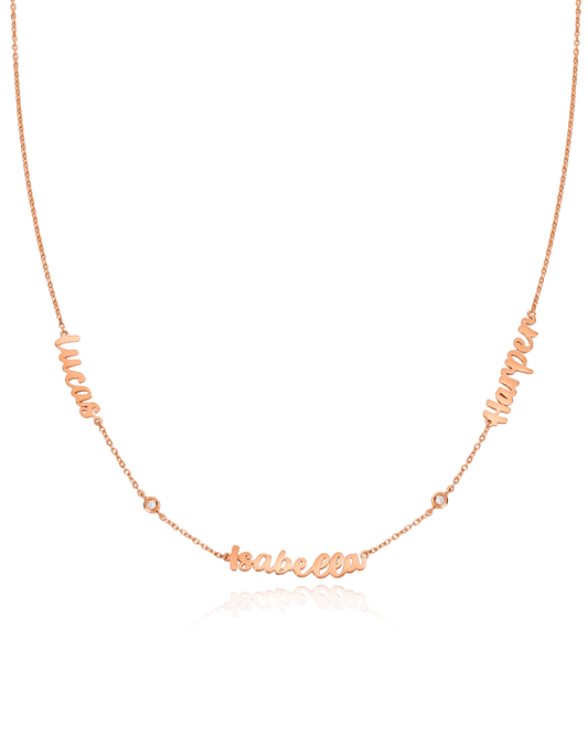 Name Necklace with Diamonds - 18K Rose Vermeil Necklaces magal-dev 1 Name + 1 Diamond 16" 